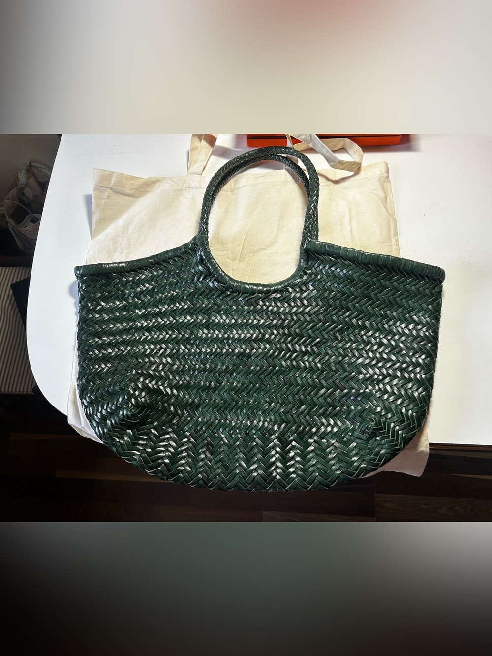 Dragon Diffusion Nantucket Tote Bag Woven Green Leather